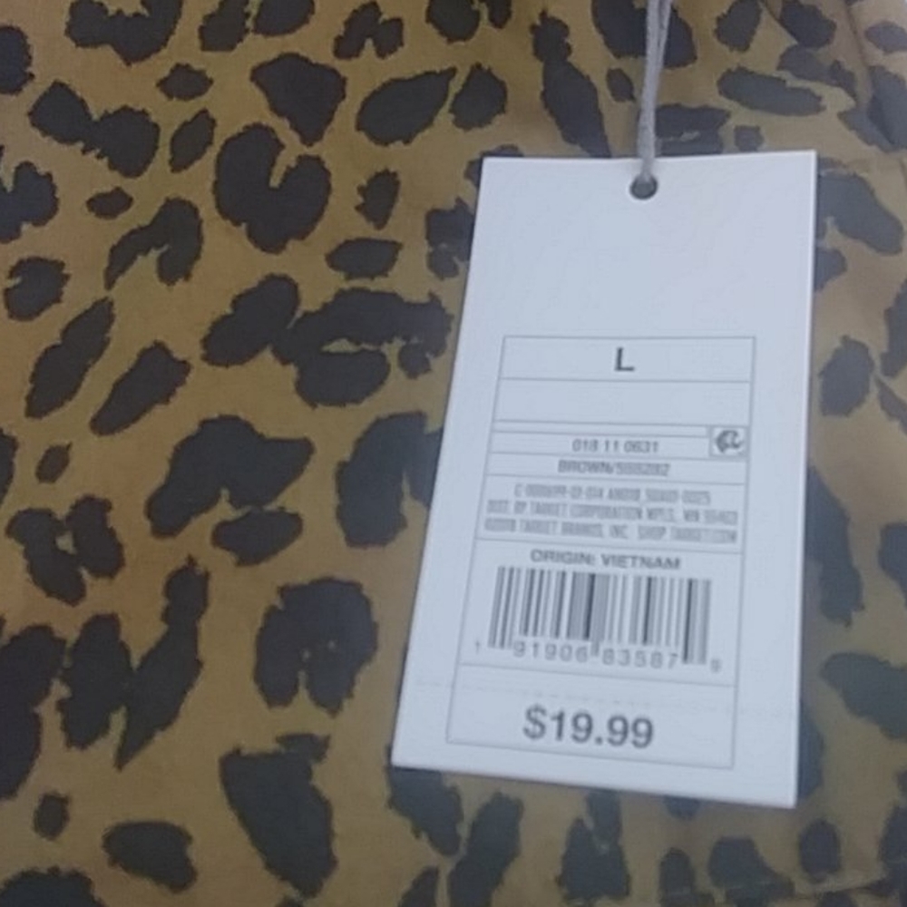 Women's High-Rise Tie Waist Shorts - Leopard Print Size L - Picture 4 of 4